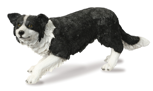 Black and White Collie Garden Ornament